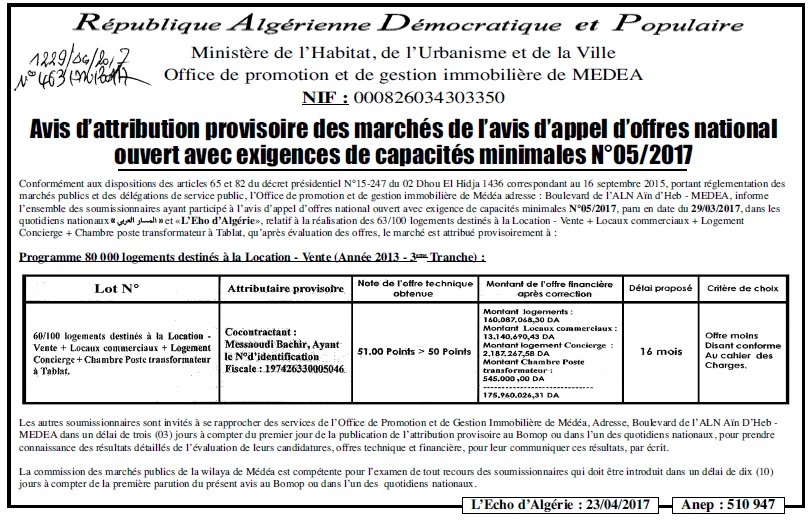 L'ECHO D'ALGERIE