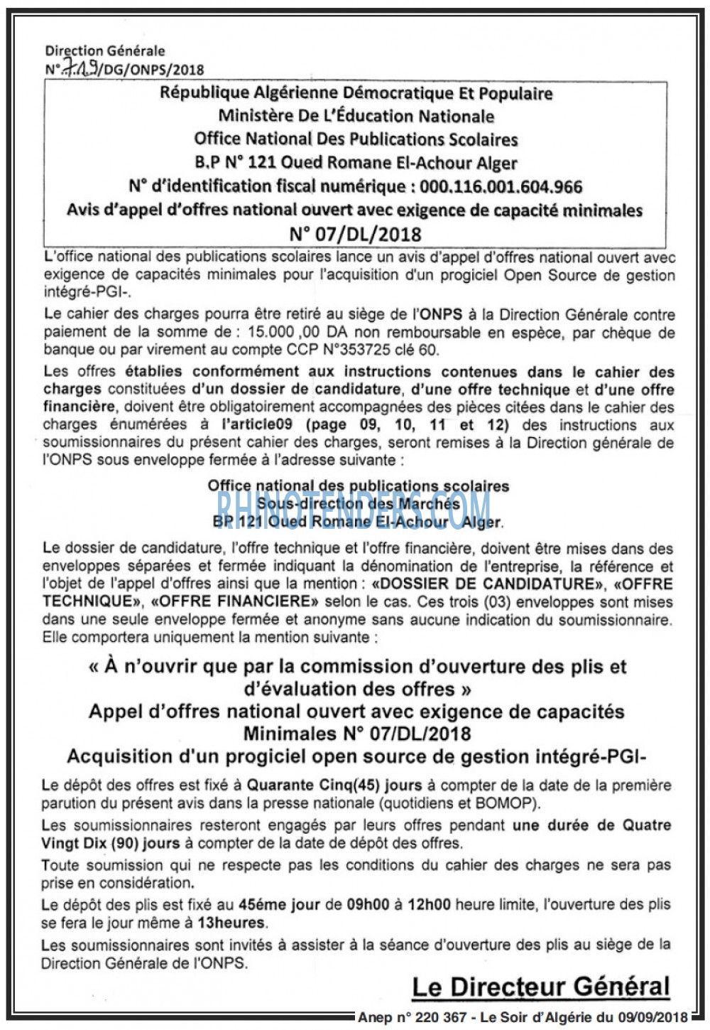 LE SOIR D'ALGERIE