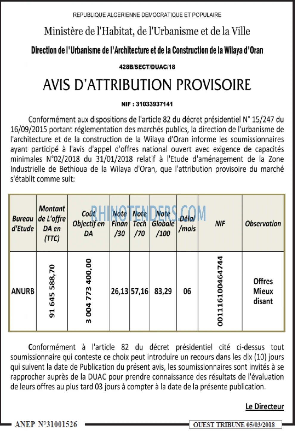 ouest TRIBUNE