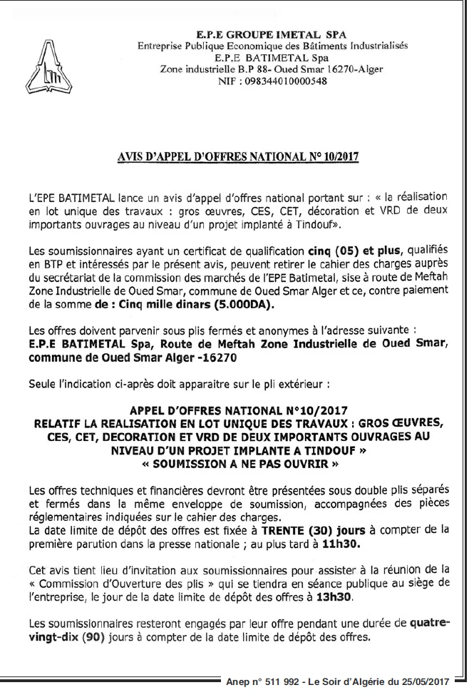 LE SOIR D'ALGERIE