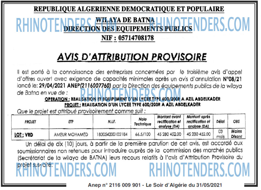 LE SOIR D'ALGERIE