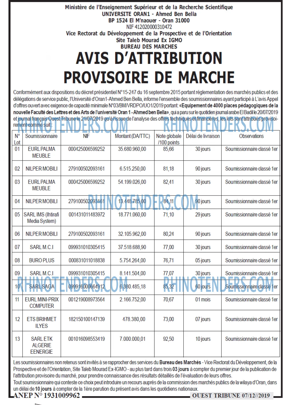 ouest TRIBUNE