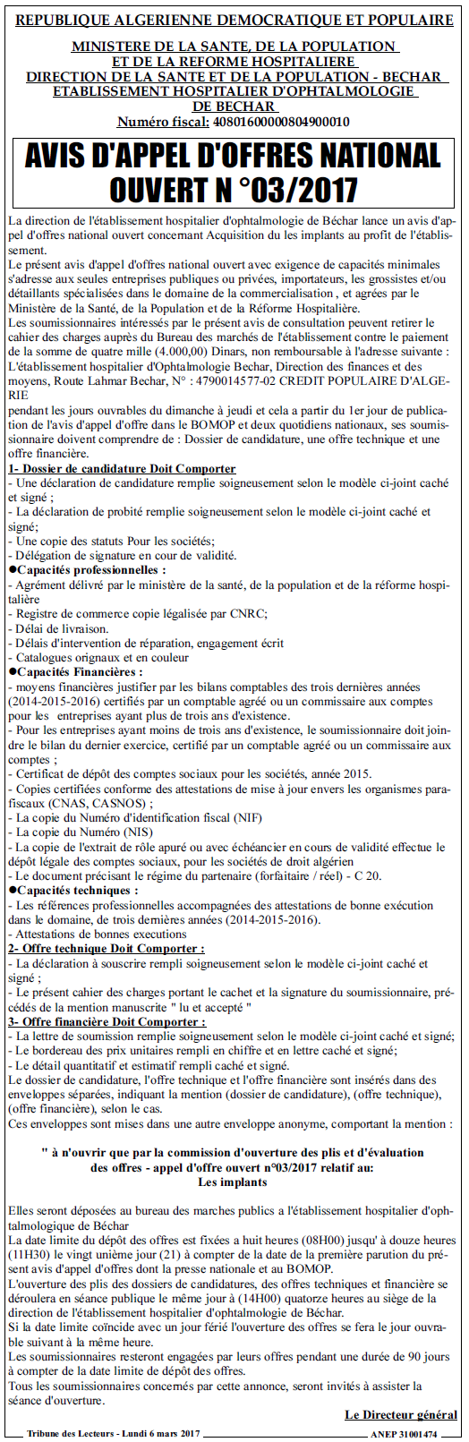 TRIBUNE DES LECTEURS