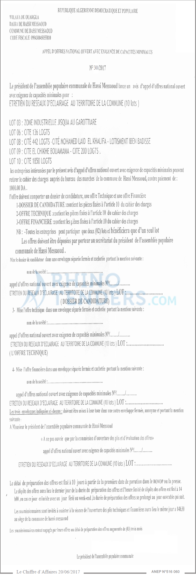 Le Chiffre d'Affaires