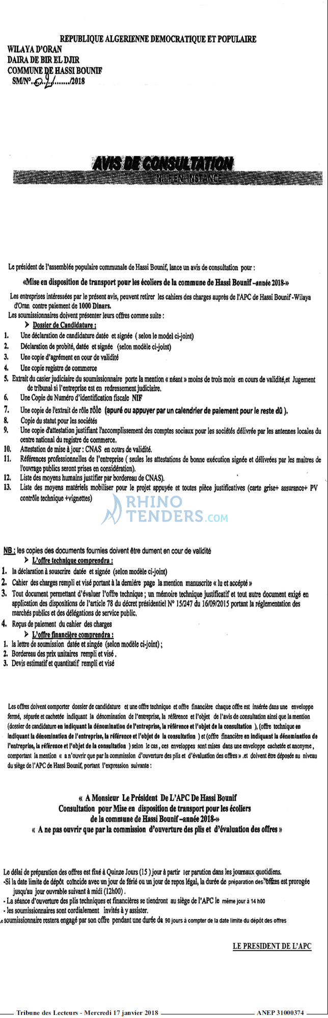 TRIBUNE DES LECTEURS