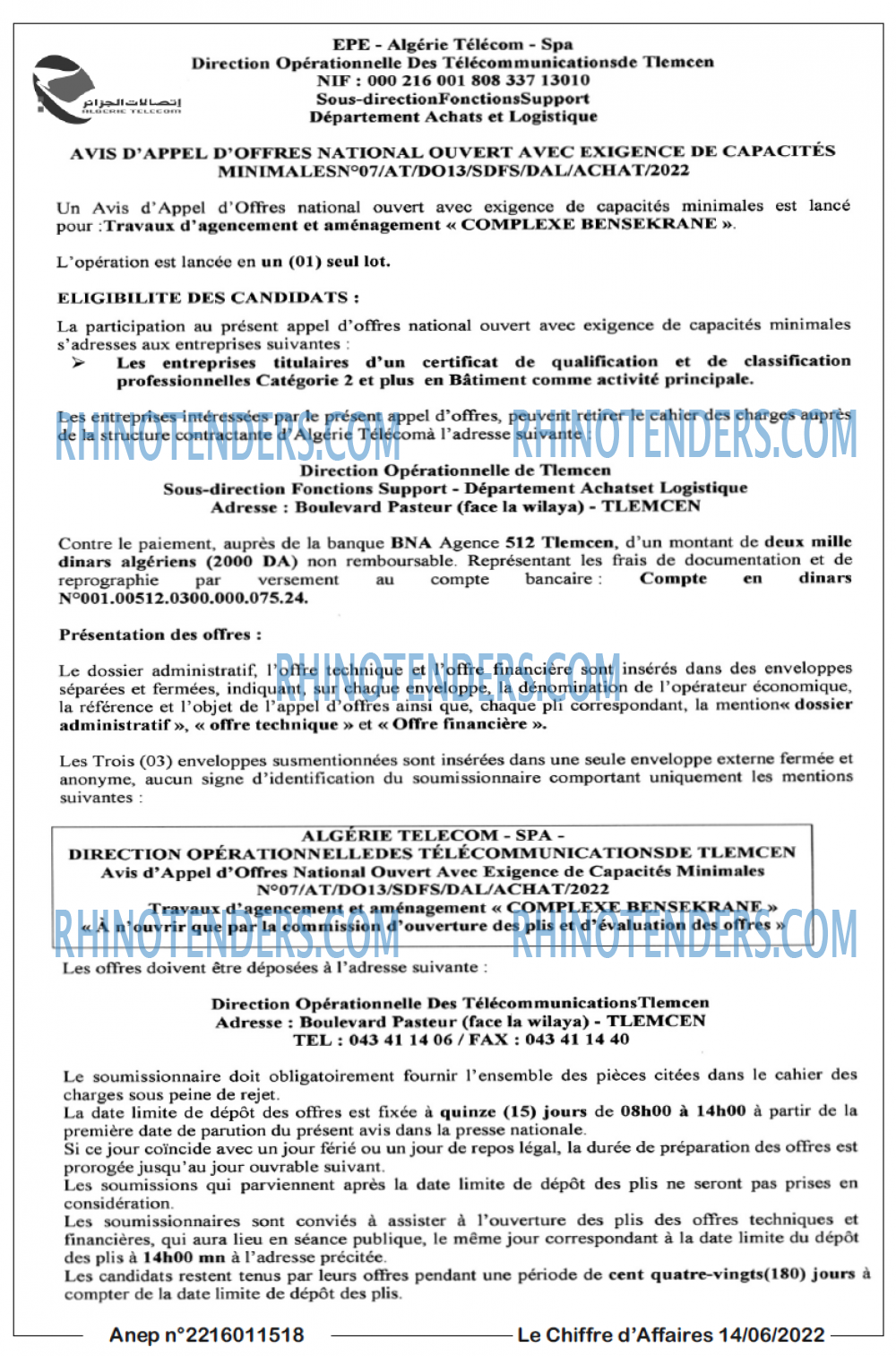 Le Chiffre d'Affaires