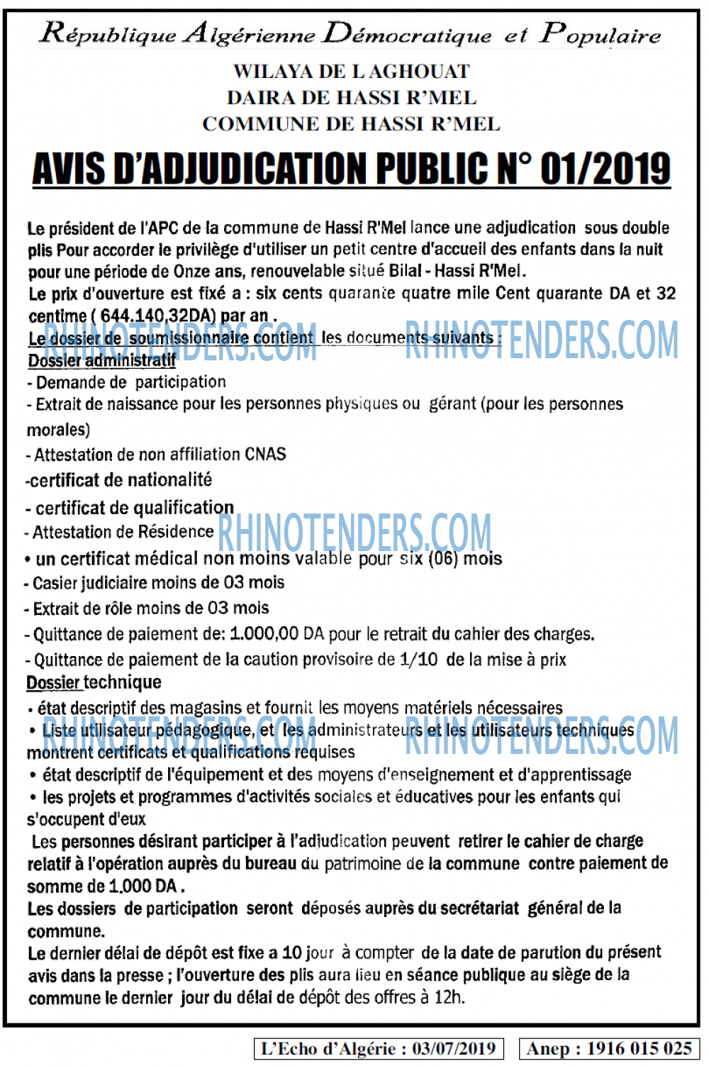 L'ECHO D'ALGERIE