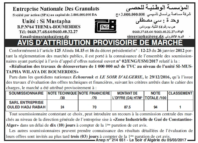 LE SOIR D'ALGERIE