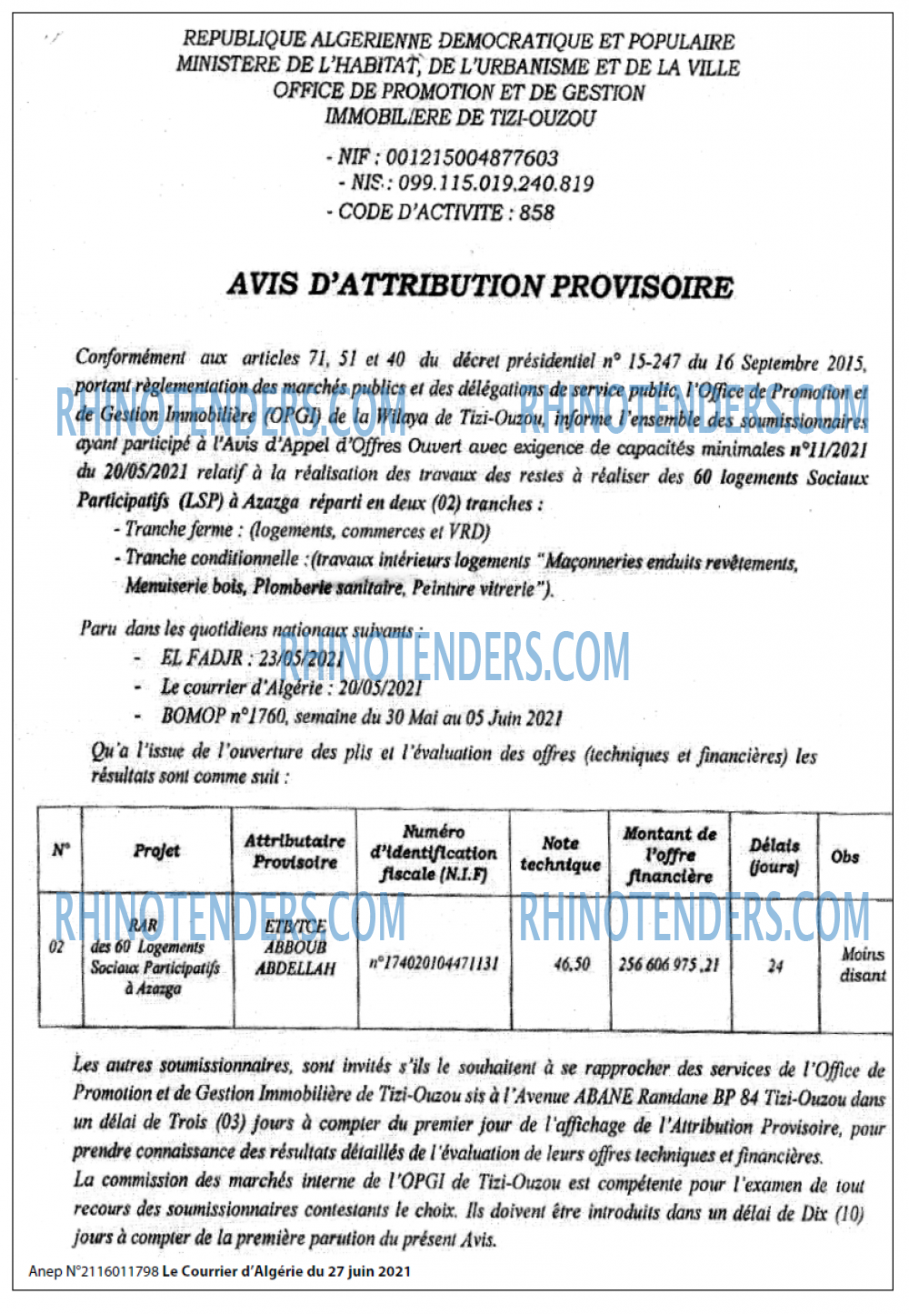 Le Courrier d'Algerie