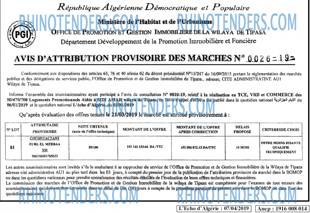 L'ECHO D'ALGERIE