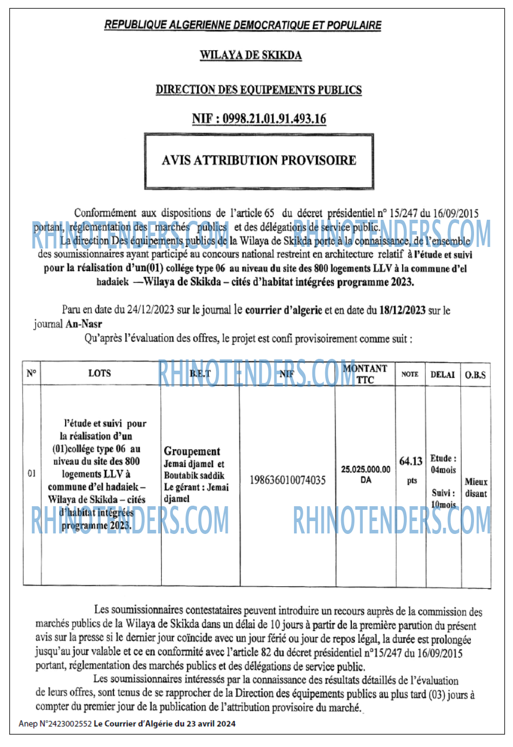 Le Courrier d'Algerie