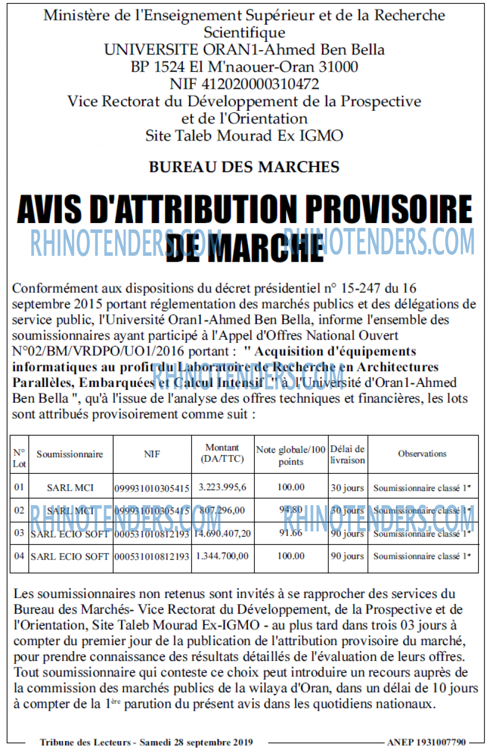 TRIBUNE DES LECTEURS