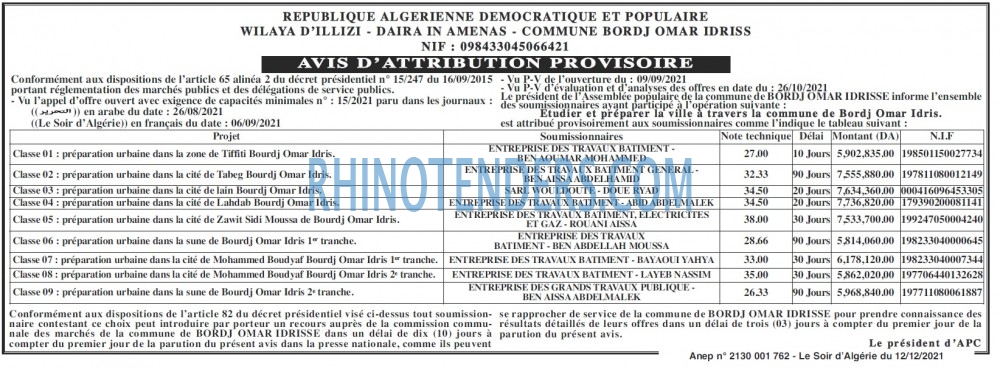 LE SOIR D'ALGERIE