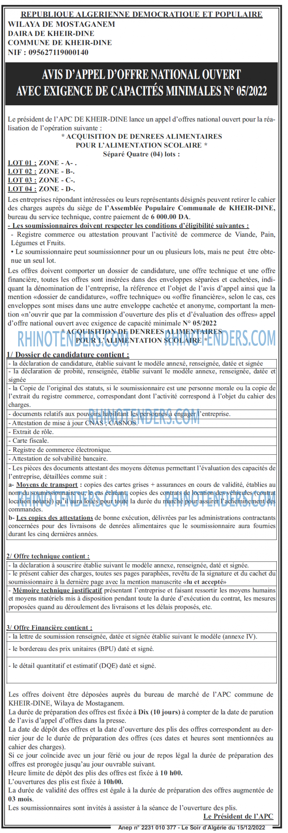 LE SOIR D'ALGERIE