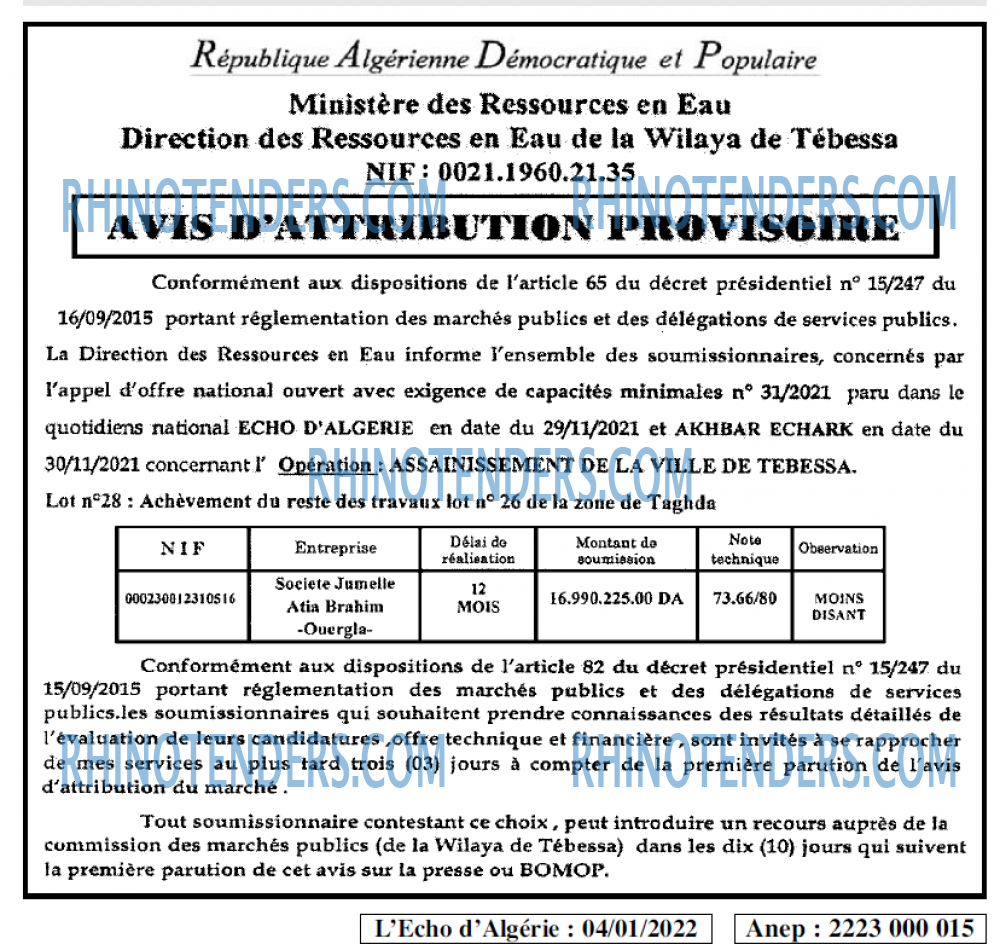 L'ECHO D'ALGERIE
