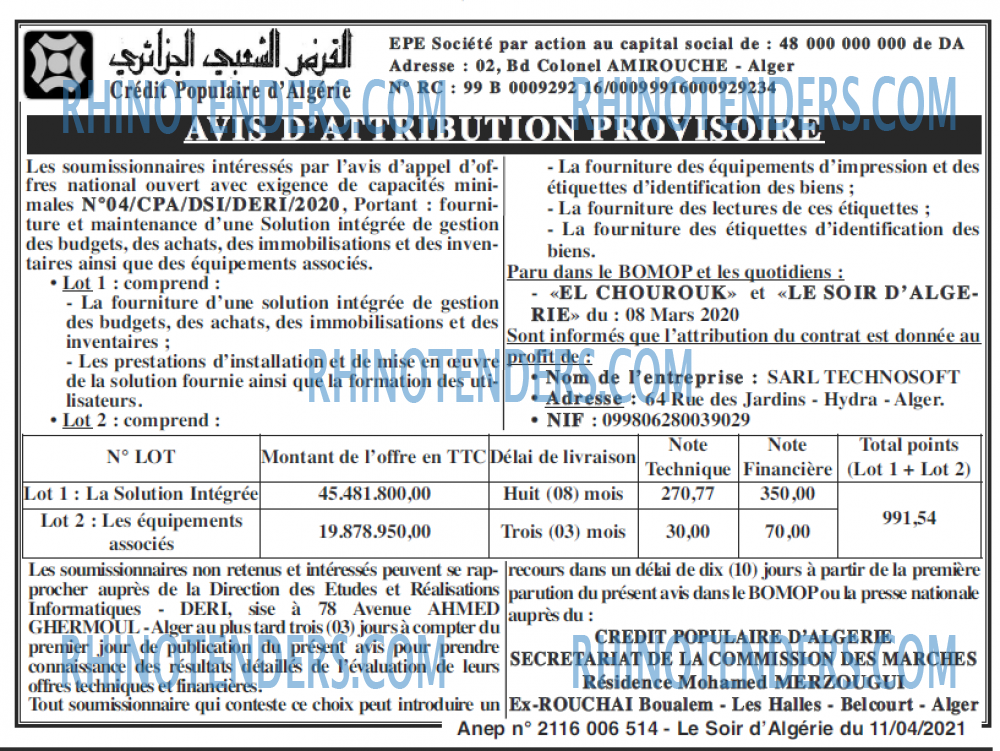 LE SOIR D'ALGERIE