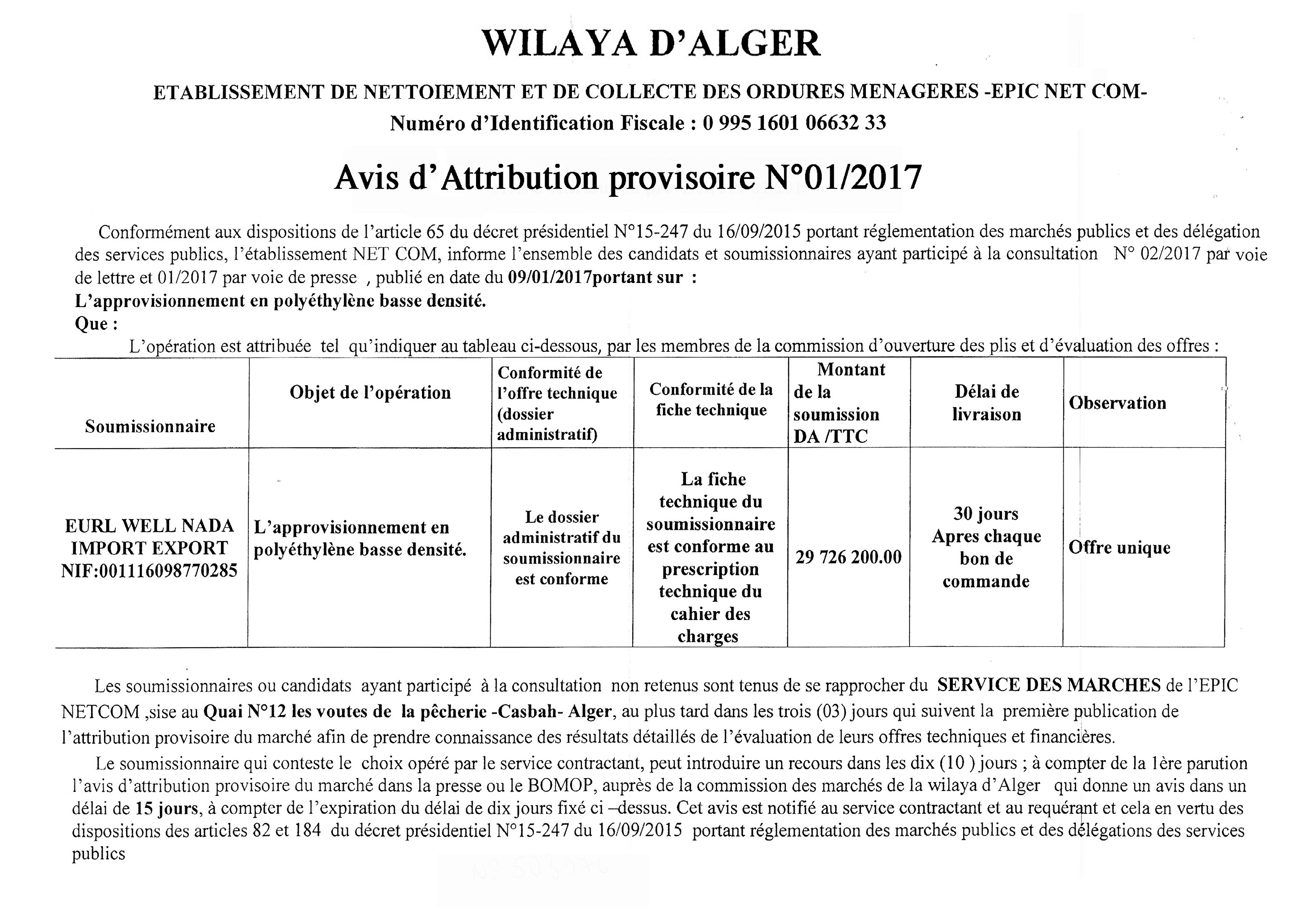 LE SOIR D'ALGERIE