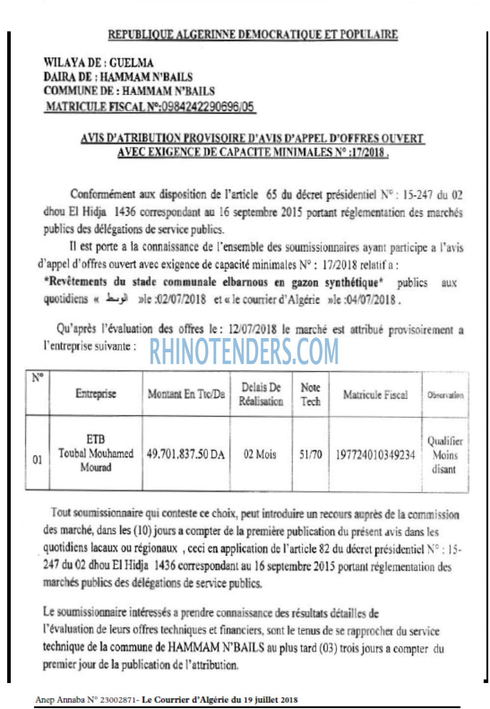 Le Courrier d'Algerie