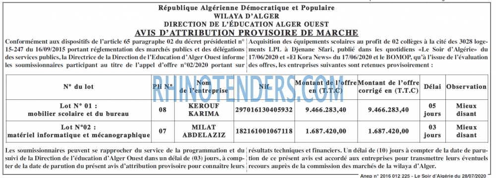LE SOIR D'ALGERIE