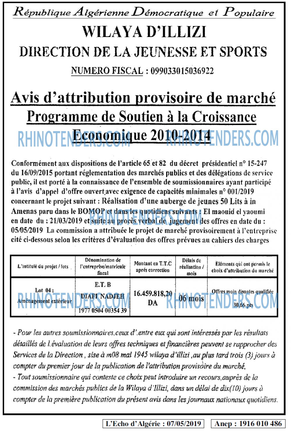 L'ECHO D'ALGERIE