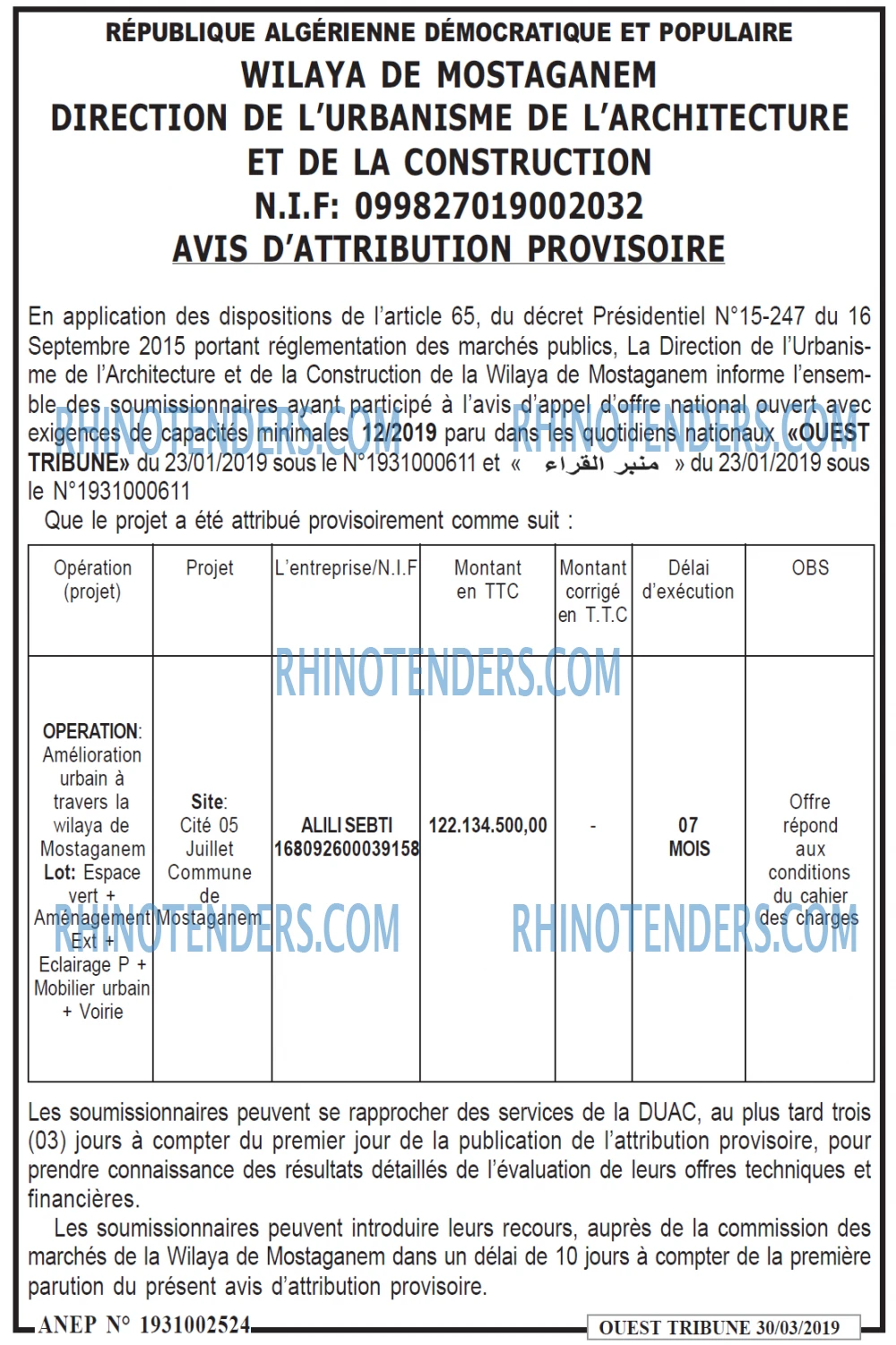 ouest TRIBUNE