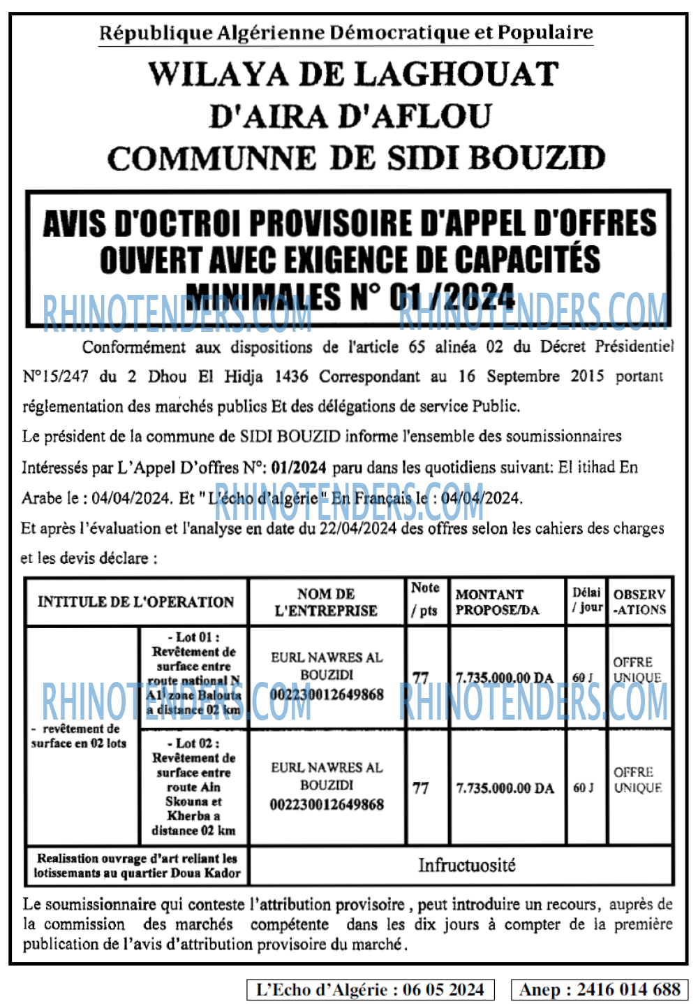 L'ECHO D'ALGERIE