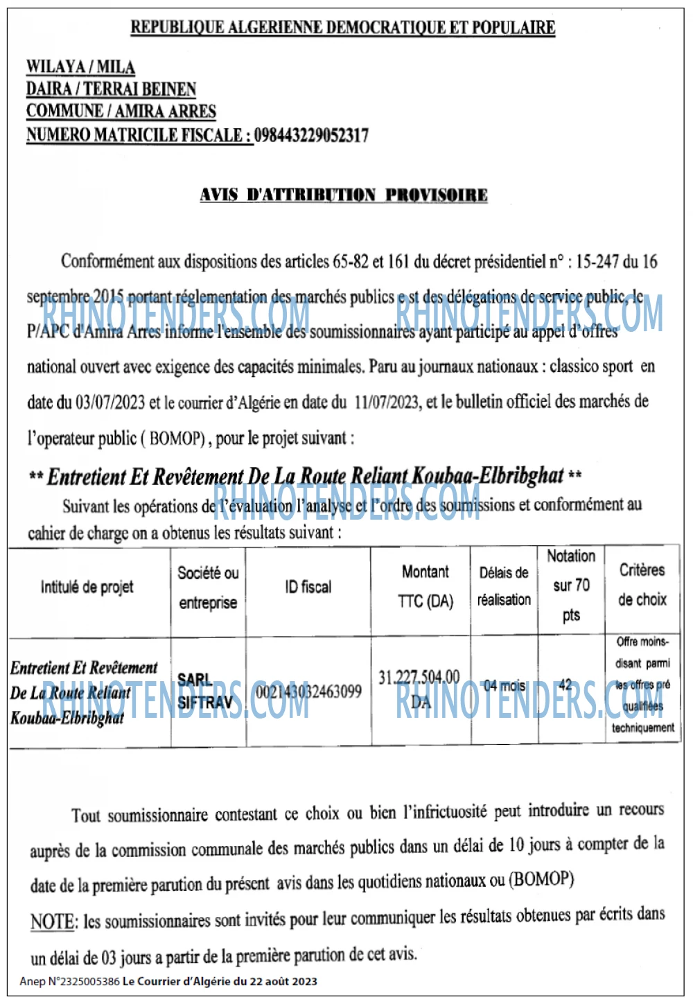 Le Courrier d'Algerie