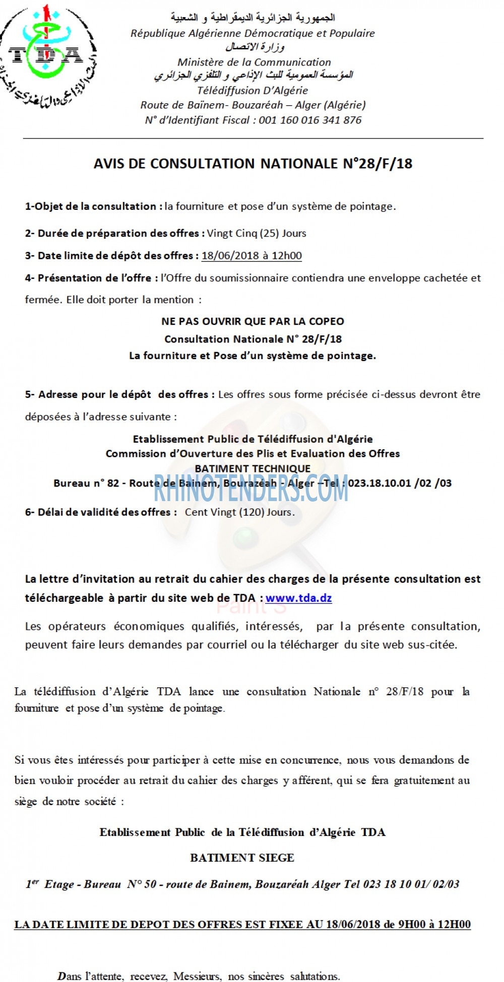 TDA - Télédiffusion d'Algérie