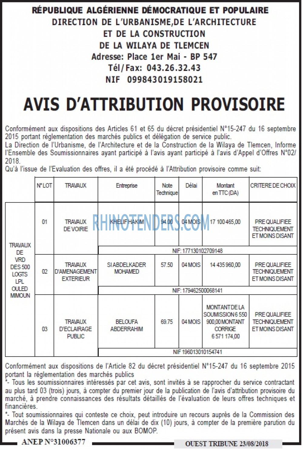 ouest TRIBUNE