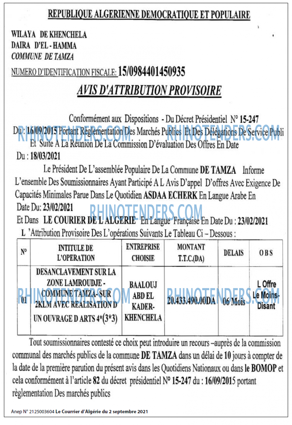 Le Courrier d'Algerie