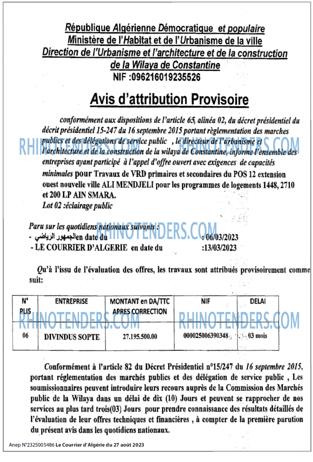 Le Courrier d'Algerie