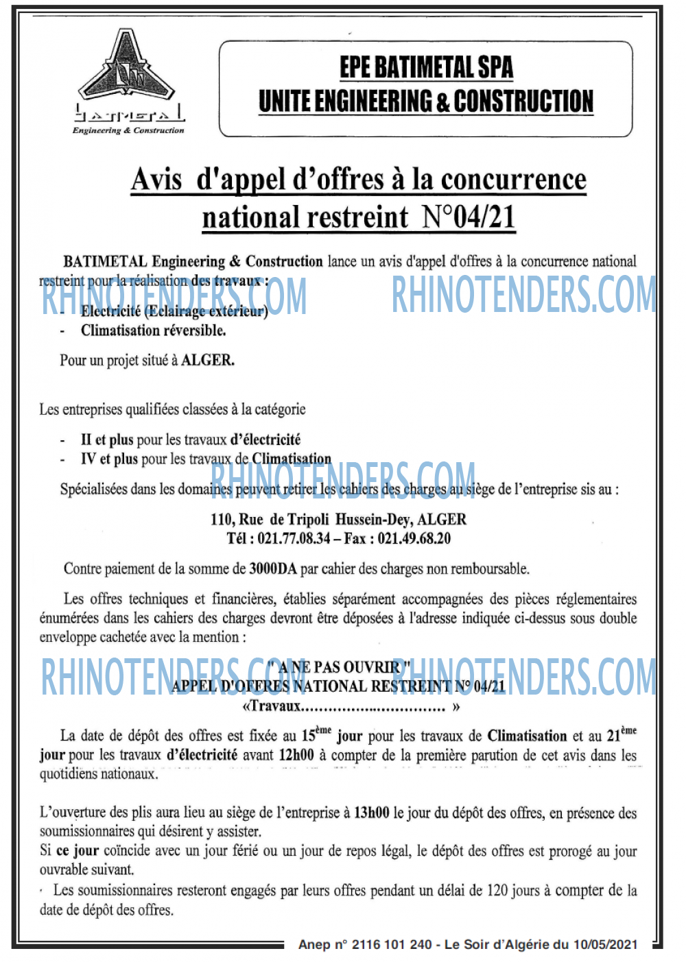 LE SOIR D'ALGERIE