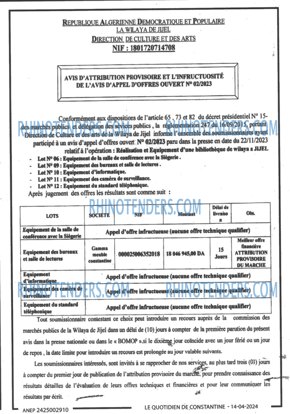 LE QUOTIDIEN DE CONSTANTINE