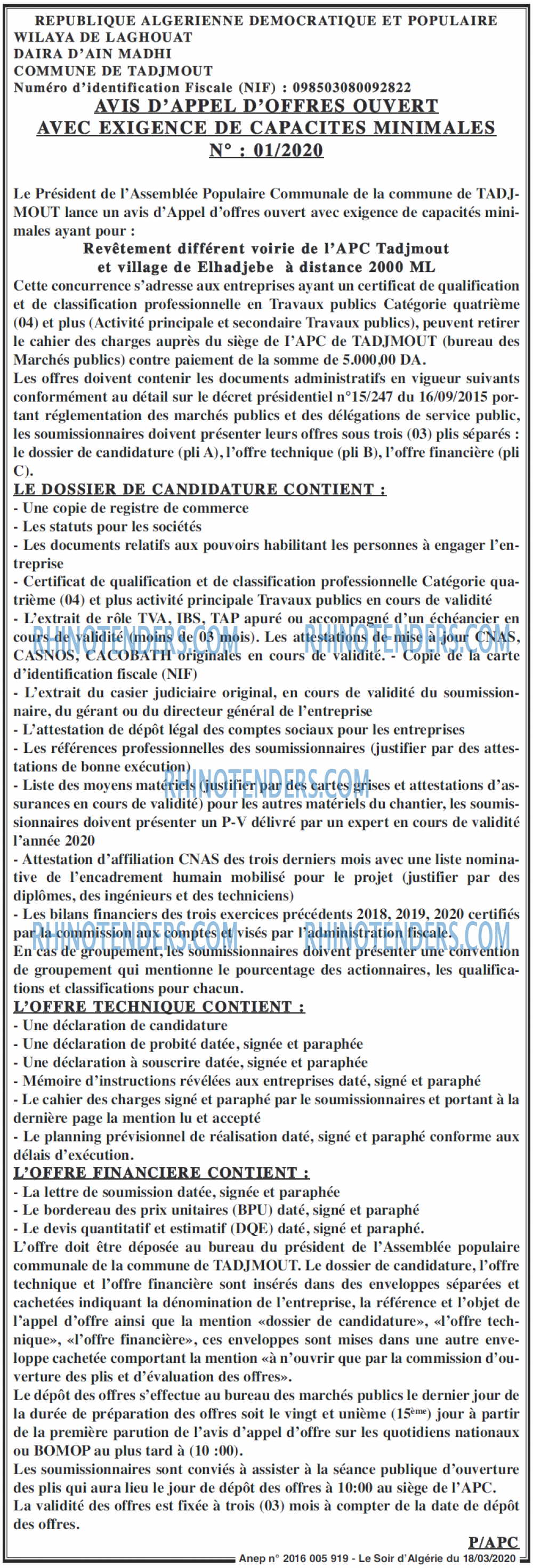 LE SOIR D'ALGERIE