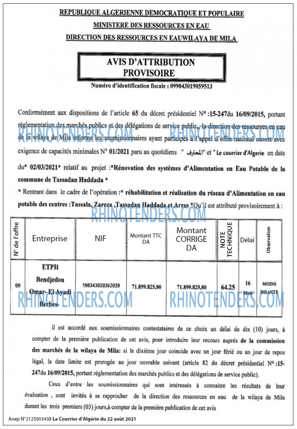 Le Courrier d'Algerie