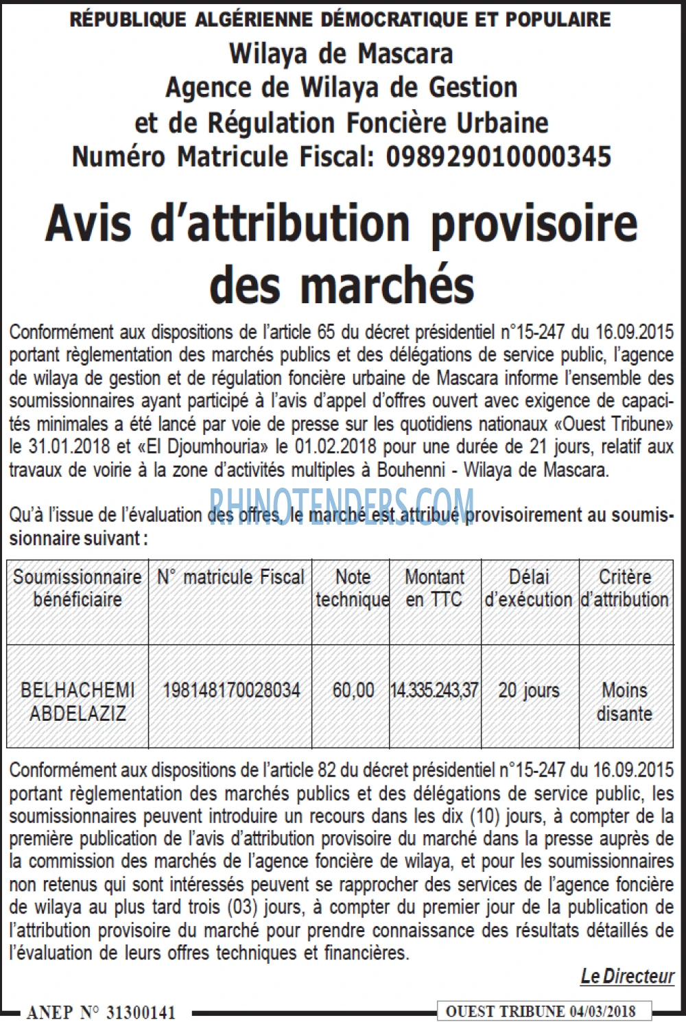 ouest TRIBUNE