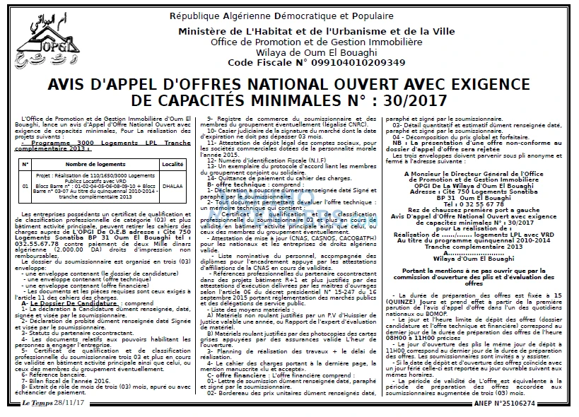 LE TEMPS D'ALGERIE