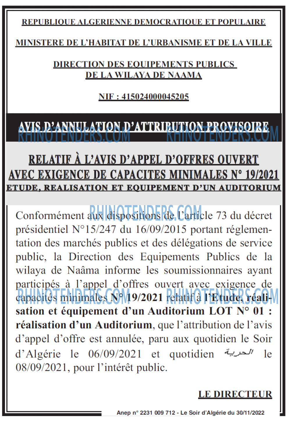 LE SOIR D'ALGERIE