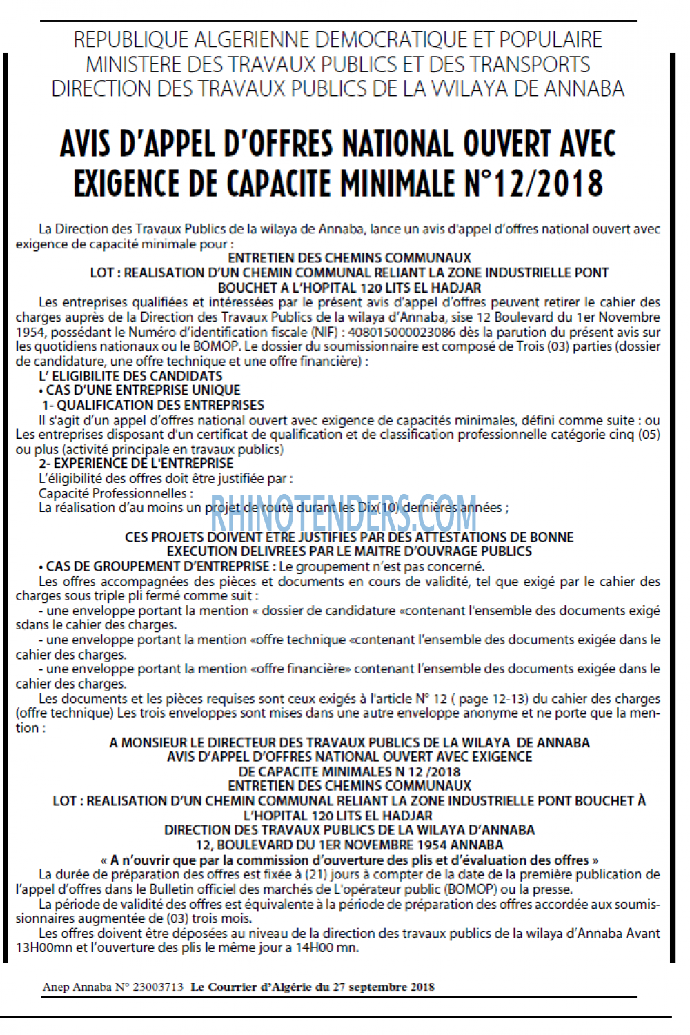 Le Courrier d'Algerie