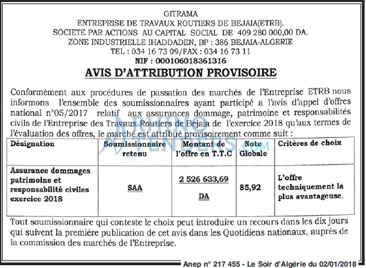 LE SOIR D'ALGERIE