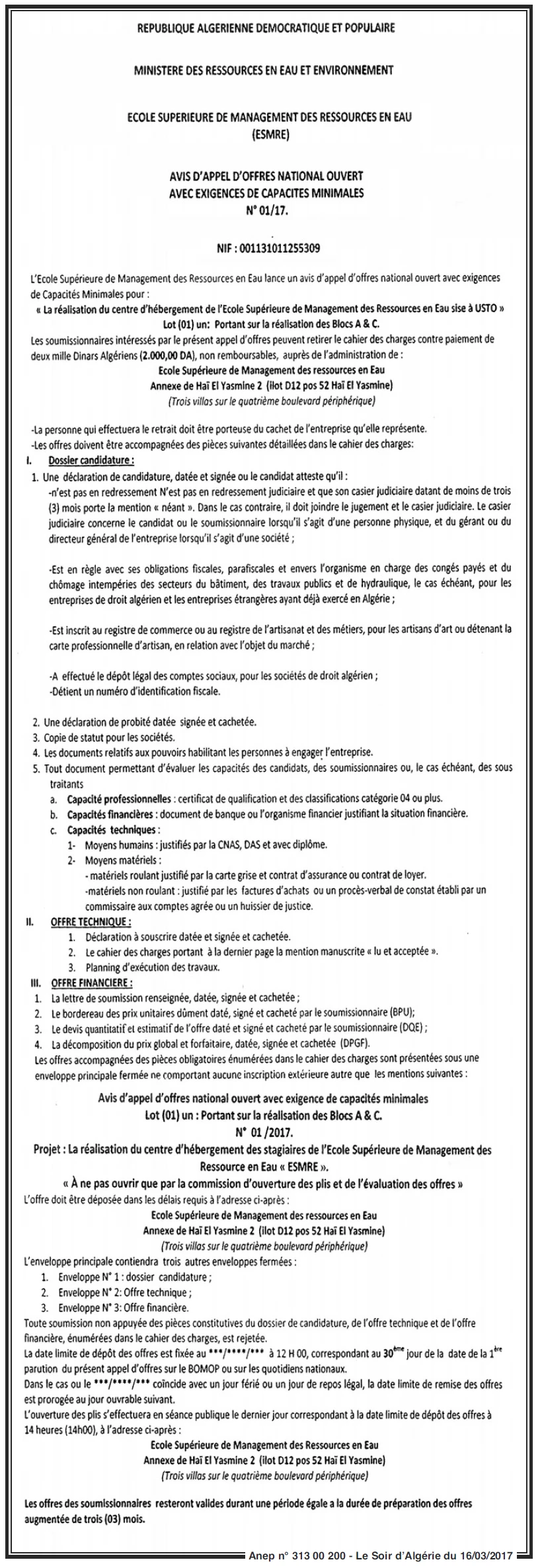LE SOIR D'ALGERIE