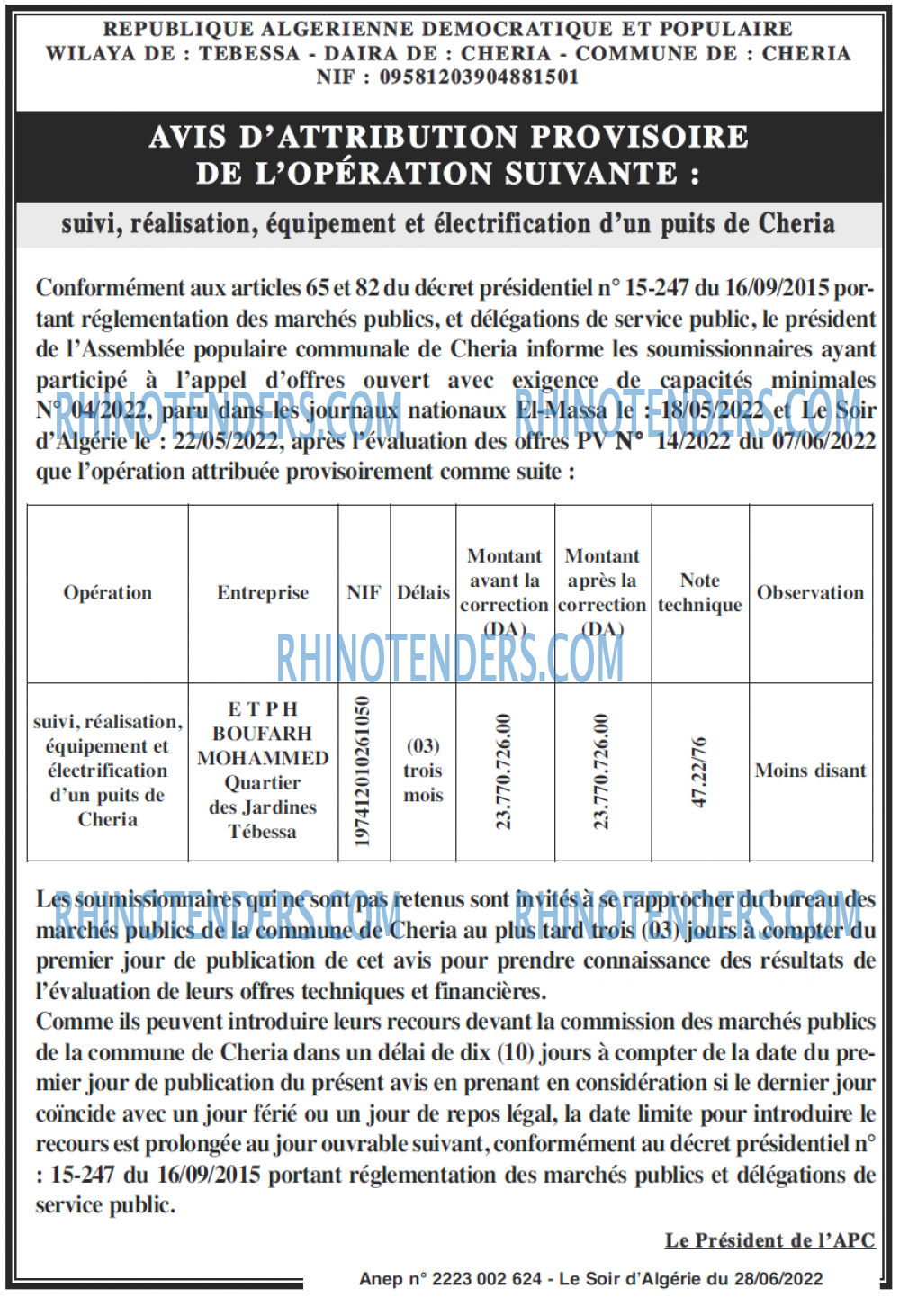 LE SOIR D'ALGERIE