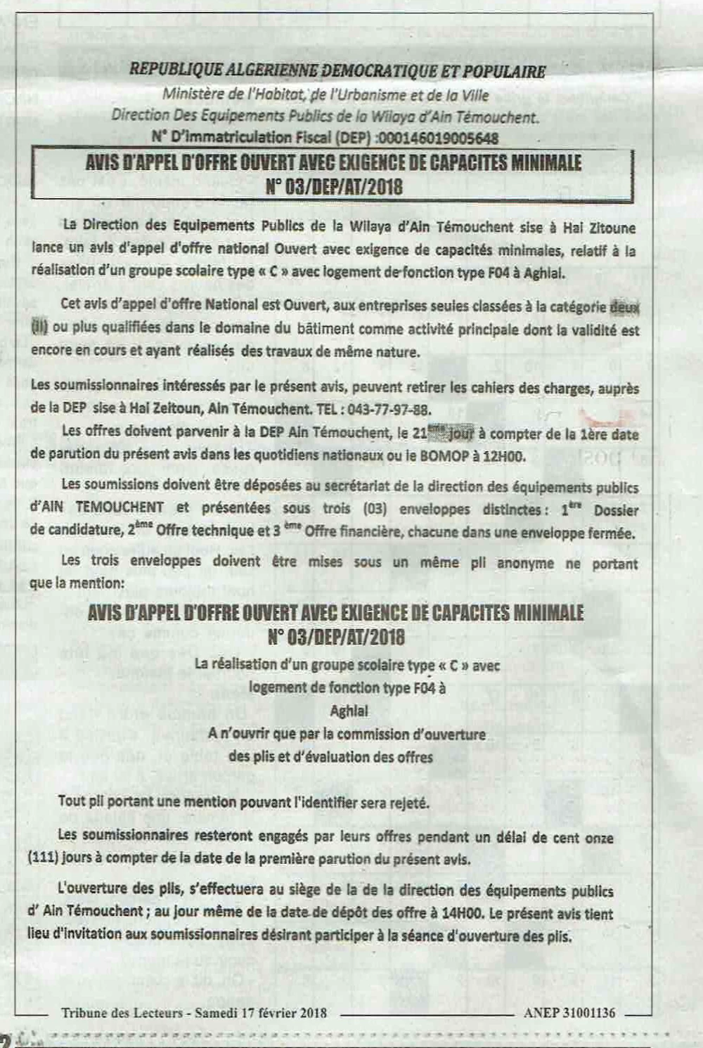 TRIBUNE DES LECTEURS