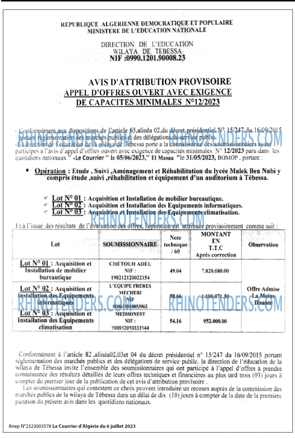 Le Courrier d'Algerie