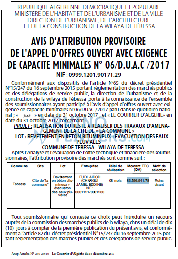 Le Courrier d'Algerie