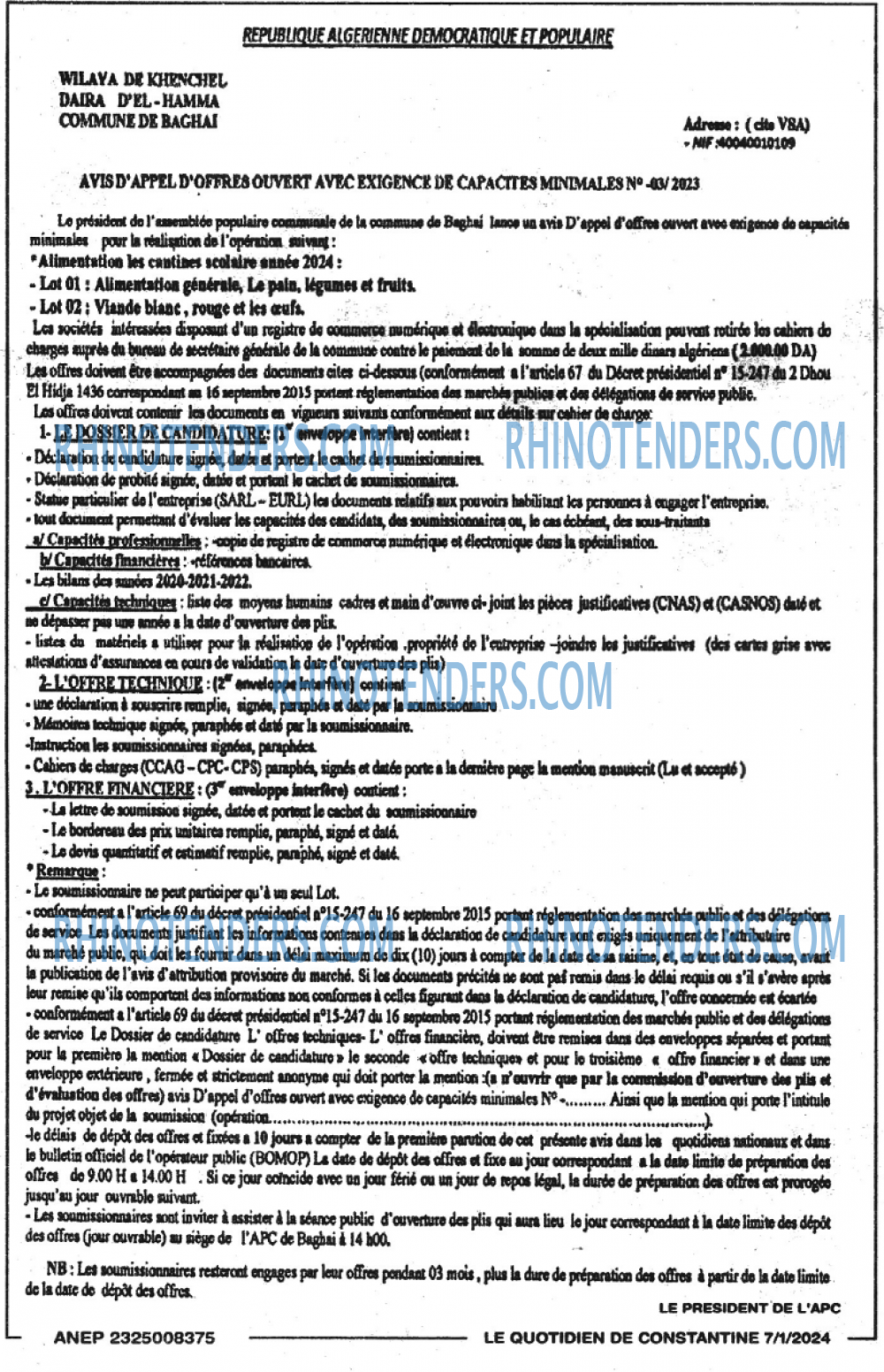 LE QUOTIDIEN DE CONSTANTINE