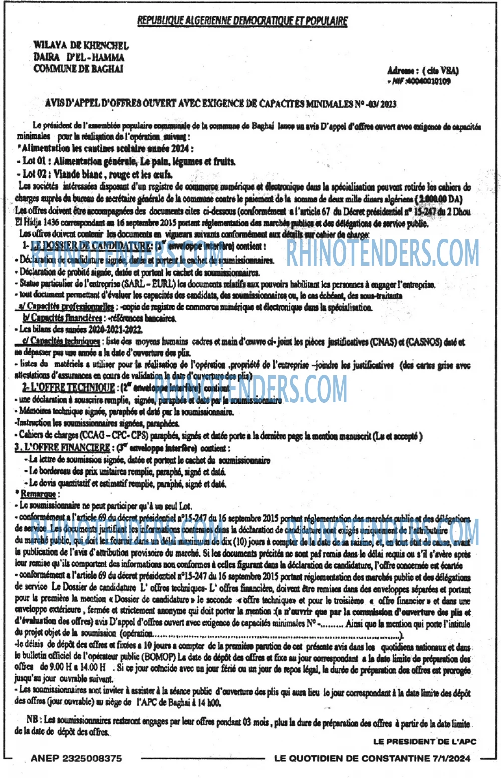 LE QUOTIDIEN DE CONSTANTINE