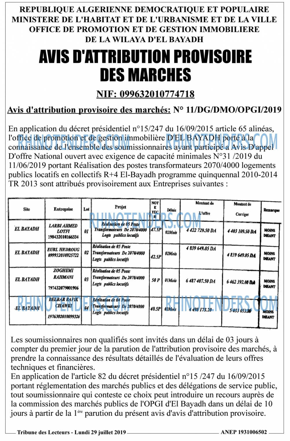 TRIBUNE DES LECTEURS