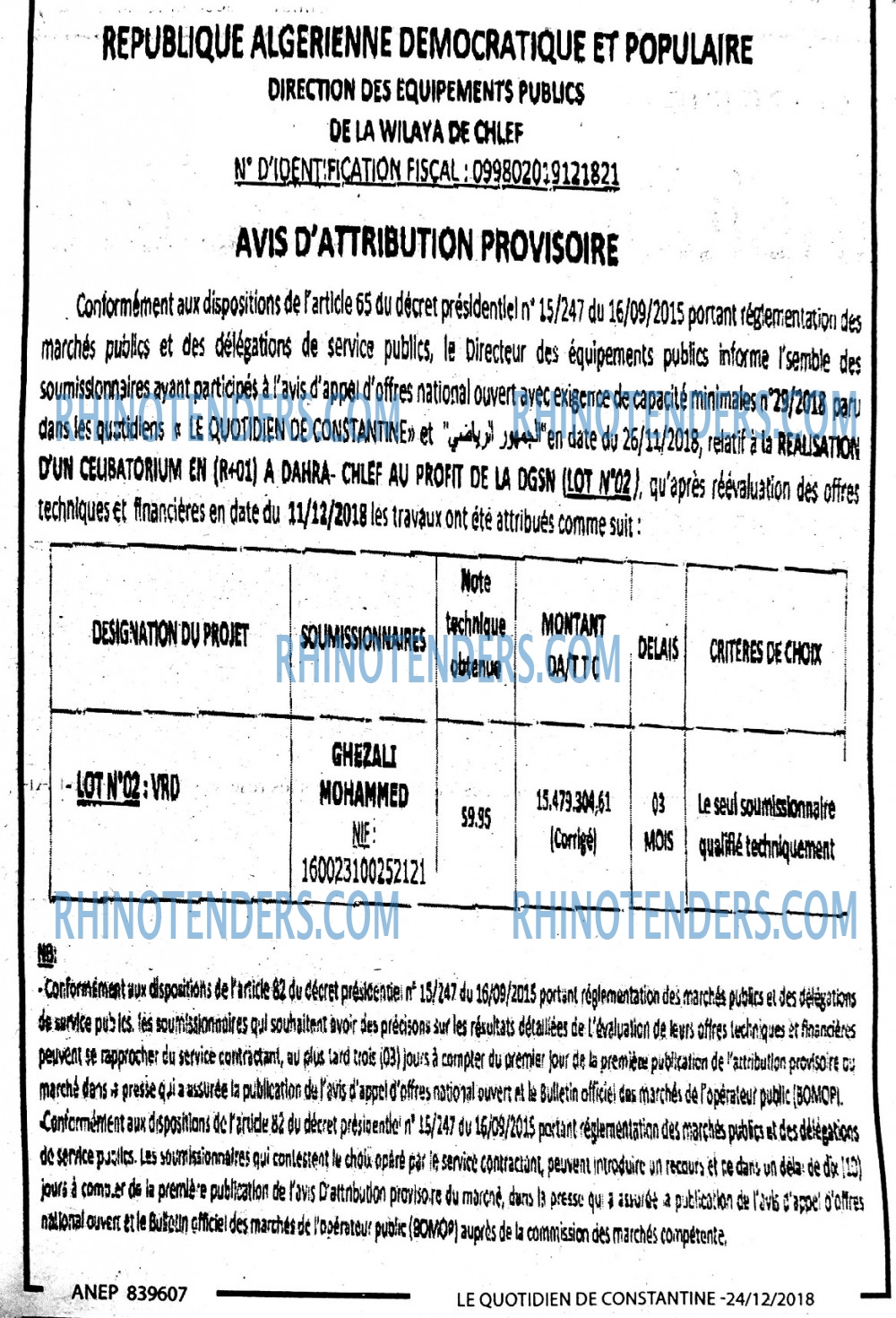 LE QUOTIDIEN DE CONSTANTINE