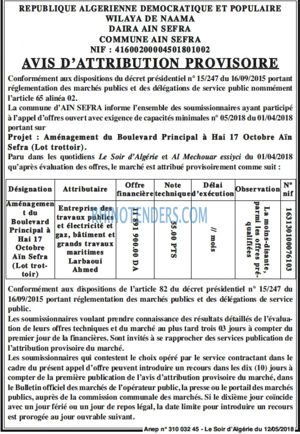 LE SOIR D'ALGERIE